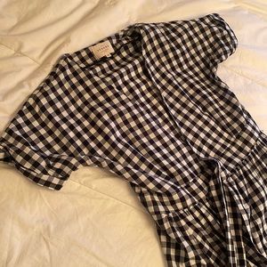Sezane checkered wrap dress